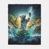 Majestic Tiger Rising from Water Fleece Deken (Voorkant)