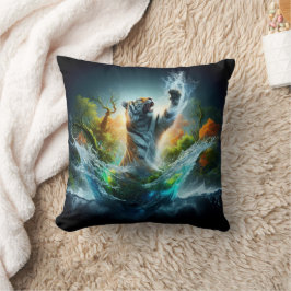 Majestic Tiger Splash Fantasy Wildlife Nature Kussen