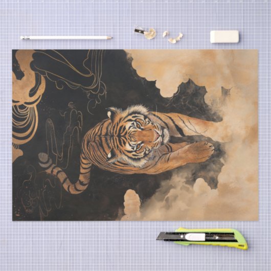 Majestic Tiger Walk Bold Waterverf Art Tissuepapier (Craft)