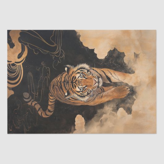 Majestic Tiger Walk Bold Waterverf Art Tissuepapier (Voorkant)
