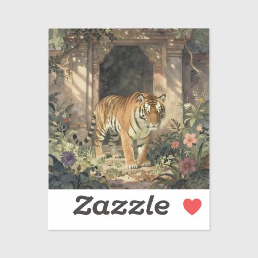 Majestic Tiger Walking in the Ancient Dunes Sticker (Vel)