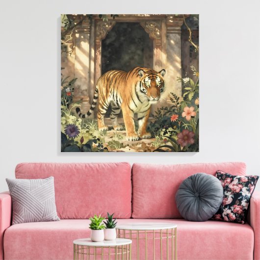 Majestic Tiger Walking through Ancient Dunes Canvas Afdruk (Insitu (Woonkamer))