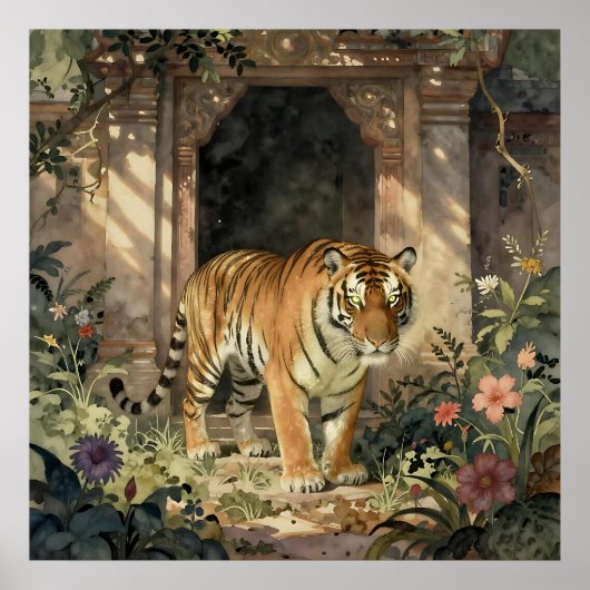 Majestic Tiger Walking through Ancient Dunes Poster (Voorkant)