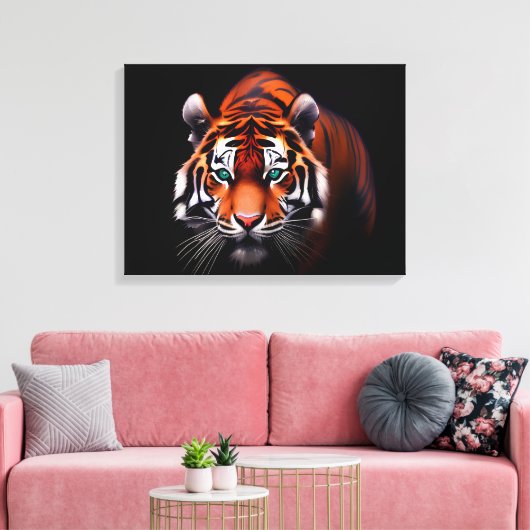 Majestic Tijger in een donker Canvas Afdruk (Insitu (Woonkamer))