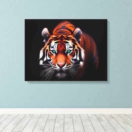 Majestic Tijger in een donker Canvas Afdruk (Insitu (Houten vloer))