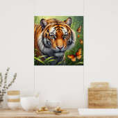 Majestic Tijger met Vlinders in Oerwoud Poster (Keuken)
