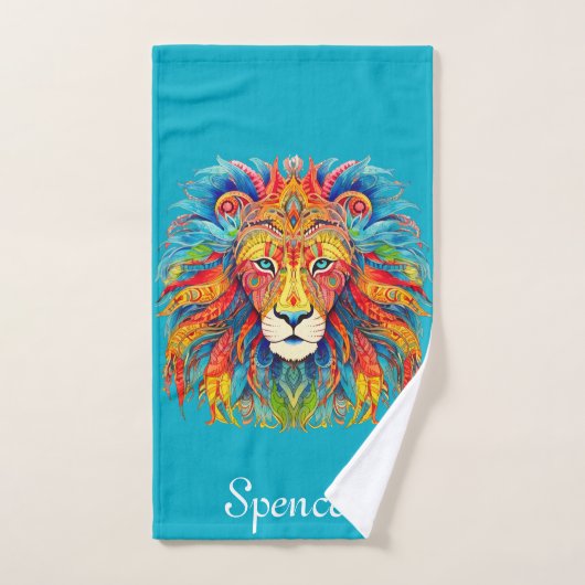 Majestic Tribal Lion met aangepaste naam Bad Handdoek (Handdoek)