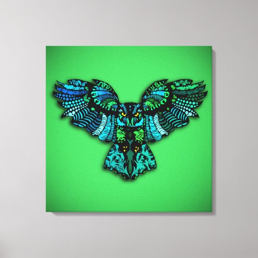 Majestic Tribal Owl Canvas Afdruk (Voorkant)