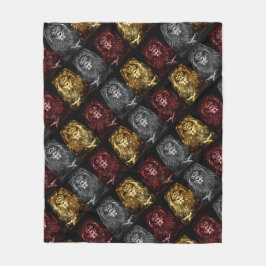 Majestic Trio Lions Pattern Fleece Deken