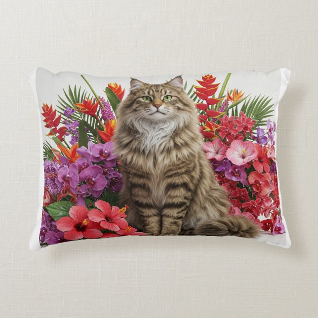 Majestic Tropical Cat Accent Pillow Design. Accent Kussen (Voorkant)