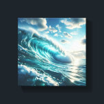 Majestic Turquoise Wave Curling Under Bright Canvas Afdruk<br><div class="desc">A stunning digital landscape capturing a massive, vibrant turquoise wave as it curls beautifully under a clear, sunlit sky. The sparkling sea spray and the dynamic movement of the water create a refreshing and energetic atmosphere. Ideal for modern beach house decor, summer-themed interiors, or as a rejuvenating focal point in...</div>