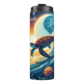 Majestic Turtle Surfing Sunset Ocean Thermosbeker (Voorkant)
