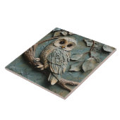 Majestic Uil op Branch Wildlife Faux Relief Tegeltje (Zijkant)