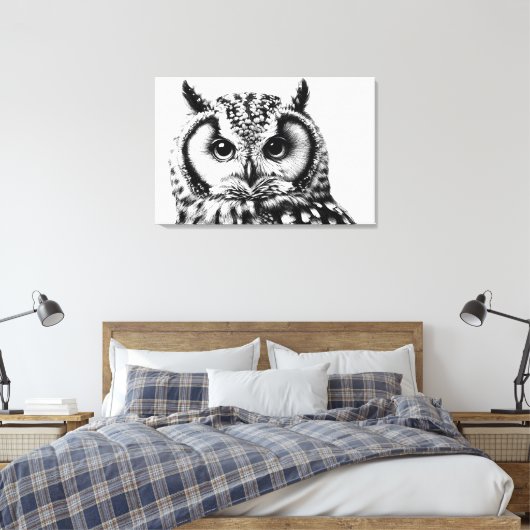 Majestic Uil Portret 36x24" Groot Canvas (Insitu (Slaapkamer))