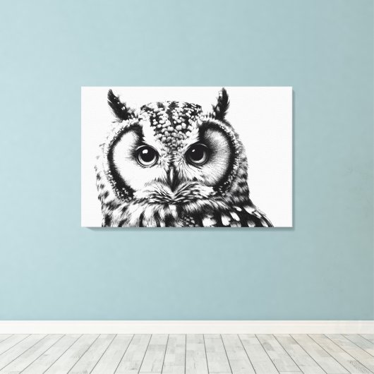 Majestic Uil Portret 36x24" Groot Canvas (Insitu (Houten vloer))