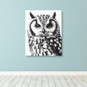 Majestic Uil Portret Custom Size op Canvas (Insitu (Houten vloer))