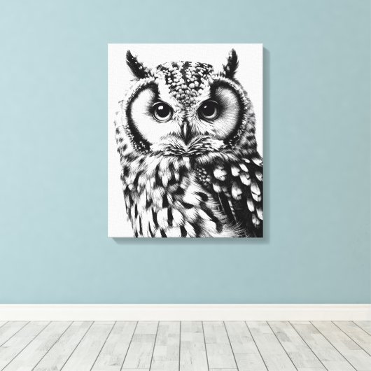 Majestic Uil Portret Custom Size op Canvas (Insitu (Houten vloer))