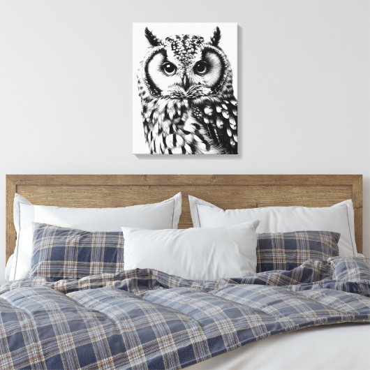 Majestic Uil Portret Custom Size op Canvas Afdruk (Insitu (Slaapkamer))