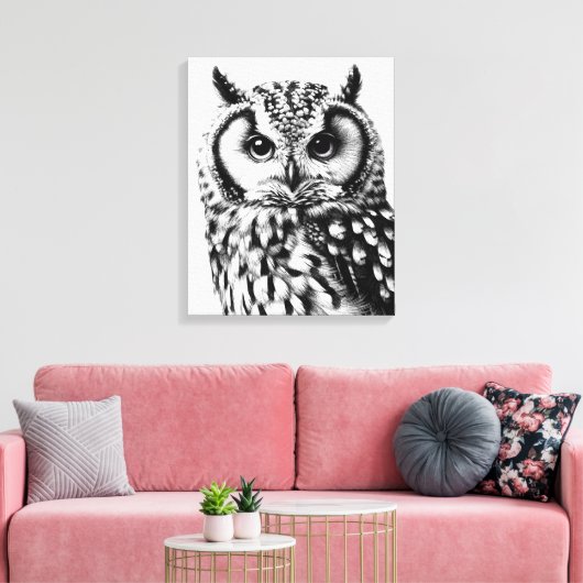 Majestic Uil Portret Custom Size op Canvas Afdruk (Insitu (Woonkamer))