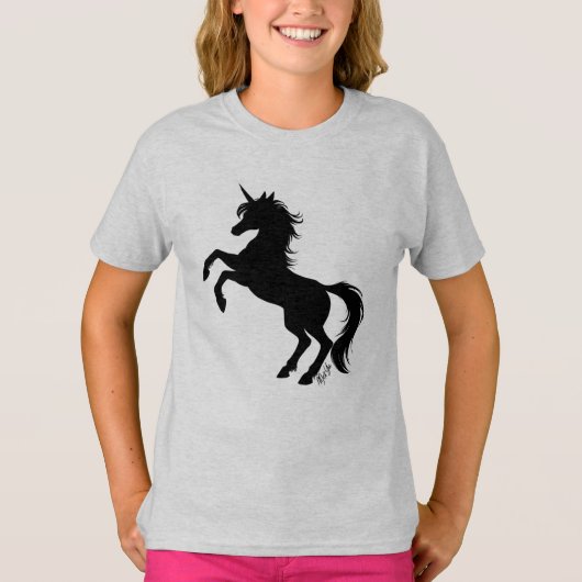 Majestic Unicorn Art Girl's grijs T-shirt van Mei  (Voorkant)
