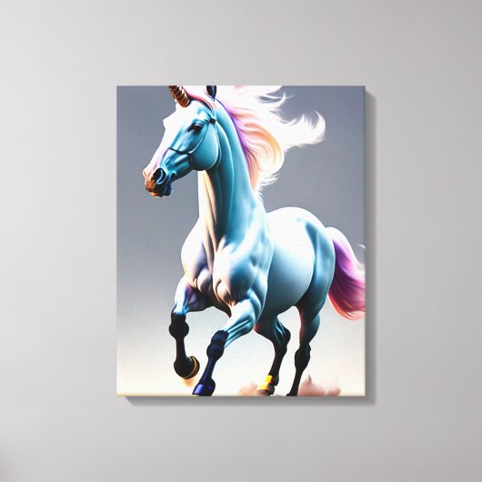 Majestic Unicorn Galloping through the Meadow on Canvas Afdruk (Voorkant)