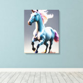 Majestic Unicorn Galloping through the Meadow on Canvas Afdruk (Insitu (Houten vloer))