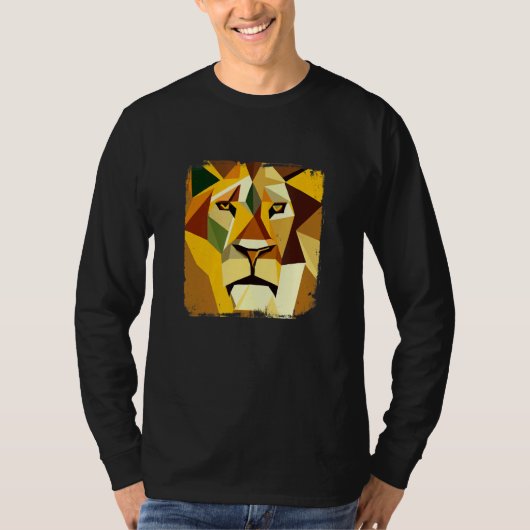 Majestic Vector Lion Head met Cool Artwork T-shirt (Voorkant)