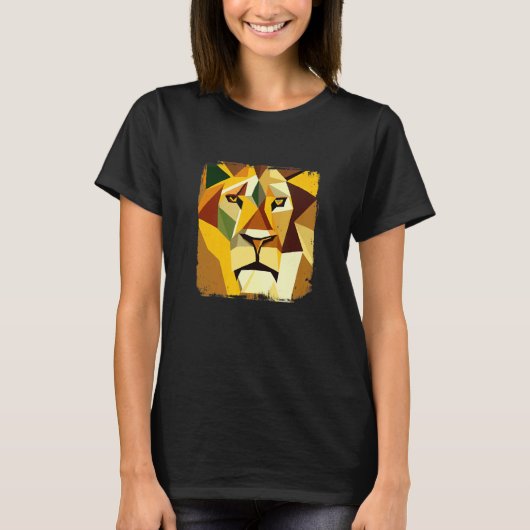 Majestic Vector Lion Head met Cool Artwork T-shirt (Voorkant)