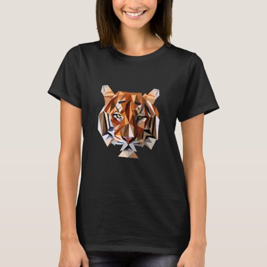 Majestic Vector Tiger Head met Cool Artwork T-shirt (Voorkant)