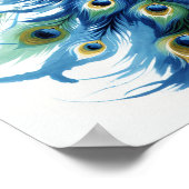 Majestic veren: Blauwe Peacock digitale kunst Poster (Hoek)