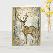 Majestic vergulde herten bossen kaart (Gele Bloem)