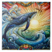 Majestic Walvis in Glas in lood Tegeltje (Voorkant)