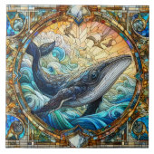 Majestic Walvis in Glas in lood Tegeltje (Voorkant)