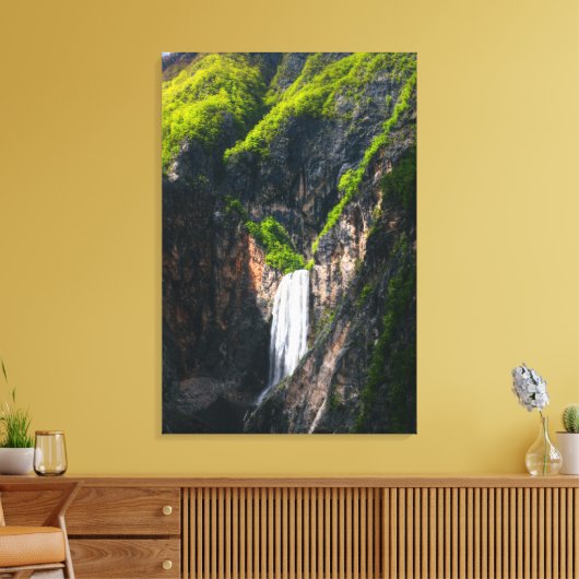 Majestic waterfall Boka in lentegroof Canvas Afdruk (Insitu (Woonkamer))