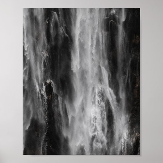 Majestic waterfall Boka, Slovenië in zwart en wit Poster (Voorkant)