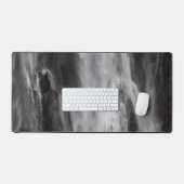 Majestic waterval Boka, Slovenië zwart-wit Bureaumat (Keyboard & Muis)