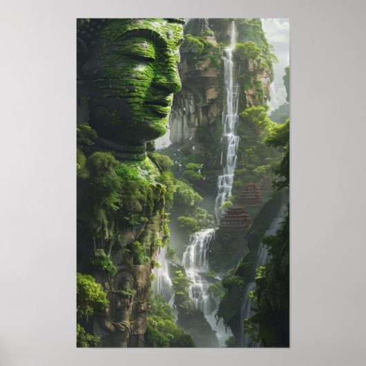 Majestic Waterval Natuur Scène Poster (Voorkant)