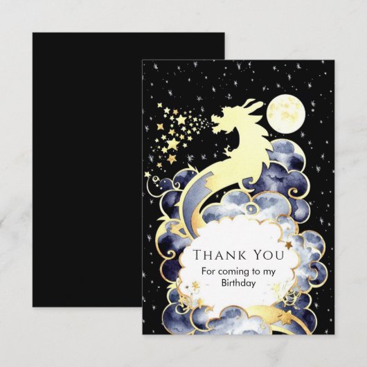 Majestic Waterverf Dragon Verjaardag Bedankkaart (Voorkant / Achterkant)