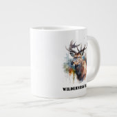 Majestic Waterverf Elk Portrait, op maat Grote Koffiekop (Voorkant rechts)