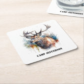 Majestic Waterverf Elk Portrait, op maat Kartonnen Onderzetters (Schuin)