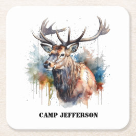 Majestic Waterverf Elk Portrait, op maat Kartonnen Onderzetters