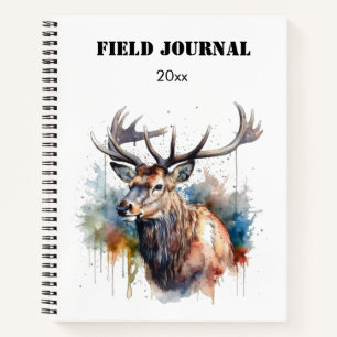 Majestic Waterverf Elk Portrait, op maat Notitieboek