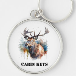 Majestic Waterverf Elk Portrait, op maat Sleutelhanger