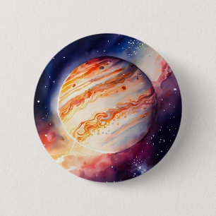 Majestic Waterverf Jupiter Art Ronde Button 5,7 Cm