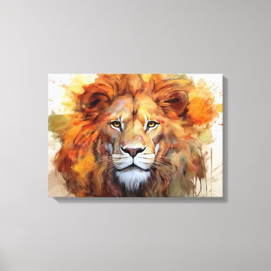 Majestic Waterverf Lion Canvas Afdruk (Voorkant)