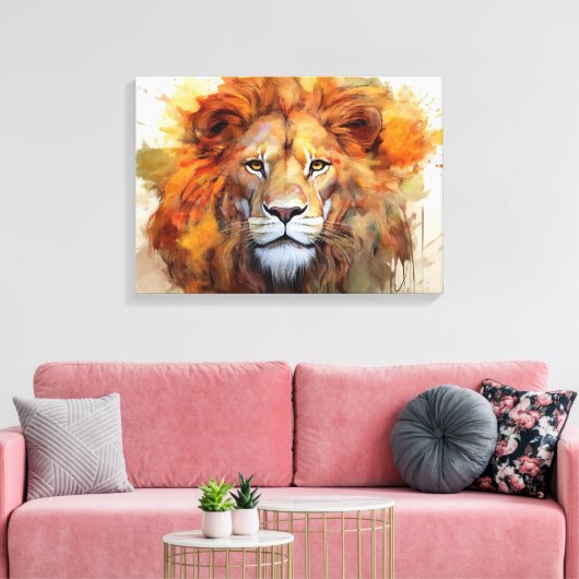 Majestic Waterverf Lion Canvas Afdruk (Insitu (Woonkamer))