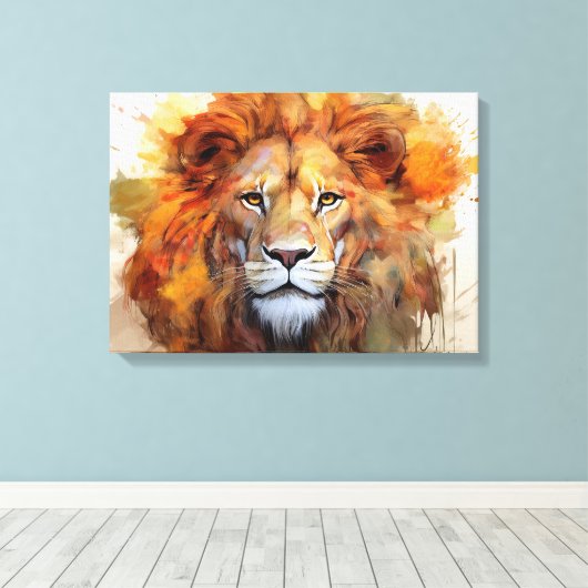 Majestic Waterverf Lion Canvas Afdruk (Insitu (Houten vloer))