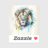 Majestic Waterverf Lion Square Sticker (Vel)