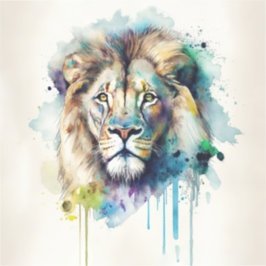 Majestic Waterverf Lion Square Sticker