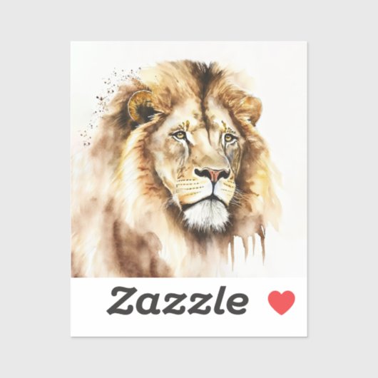 Majestic Waterverf Lion Square Sticker (Vel)
